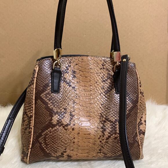 COACH Brown Snakeskin Embossed Leather MINETTA Satchel w/Long Strap F35271 - Picture 12 of 16